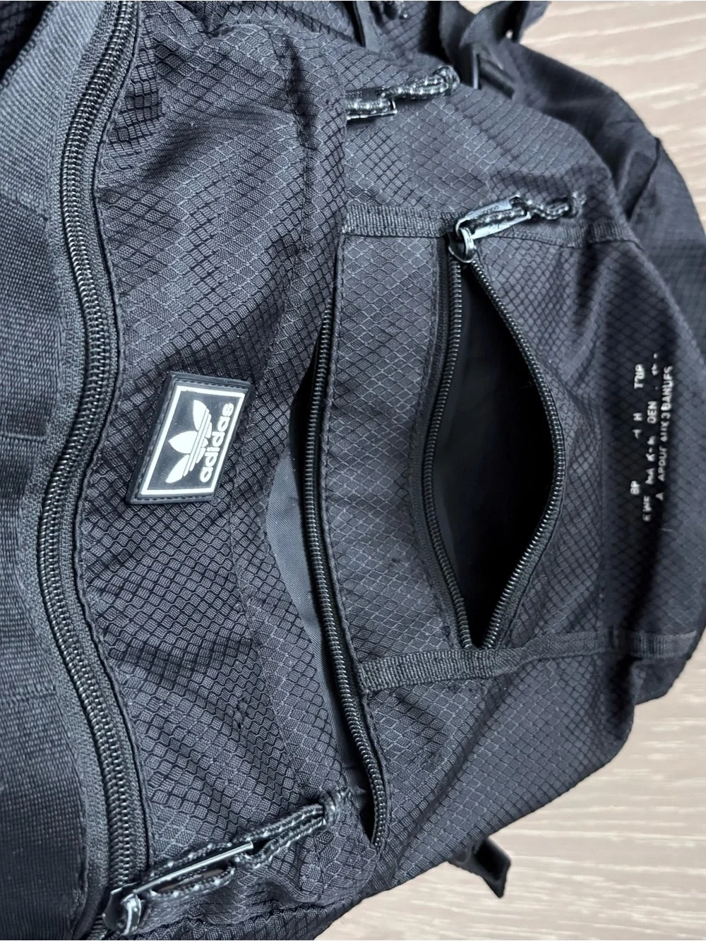 adidas Black ripstop Trefoil Logo Backpack